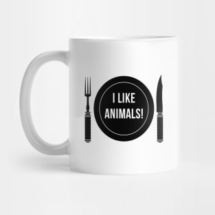 I Like Animals! (Fork / Knife / Plate / Black) Mug